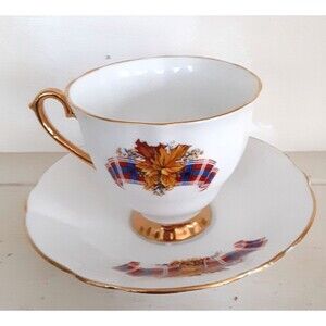Vintage Windsor Bone China Royal Canadian Tartan Teacup & Saucer England